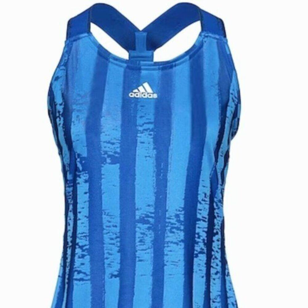 ADIDAS blue stiped Tank top L
